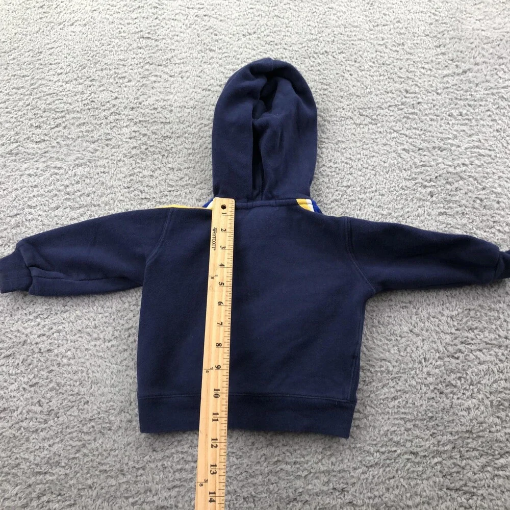 Polo Ralph Lauren Jacket Infant 9M Blue Hooded Fleece Track Zip Logo Striped